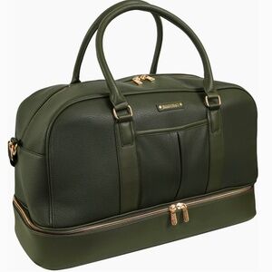 Ellen Tracy 20 Inch Pebble Grain Pocket Drop Bottom Duffel